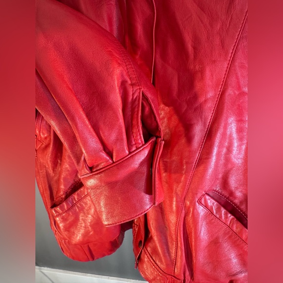 Vintage 80s Red Leather Jacket - Accente - Size 4** - Picture 5 of 16